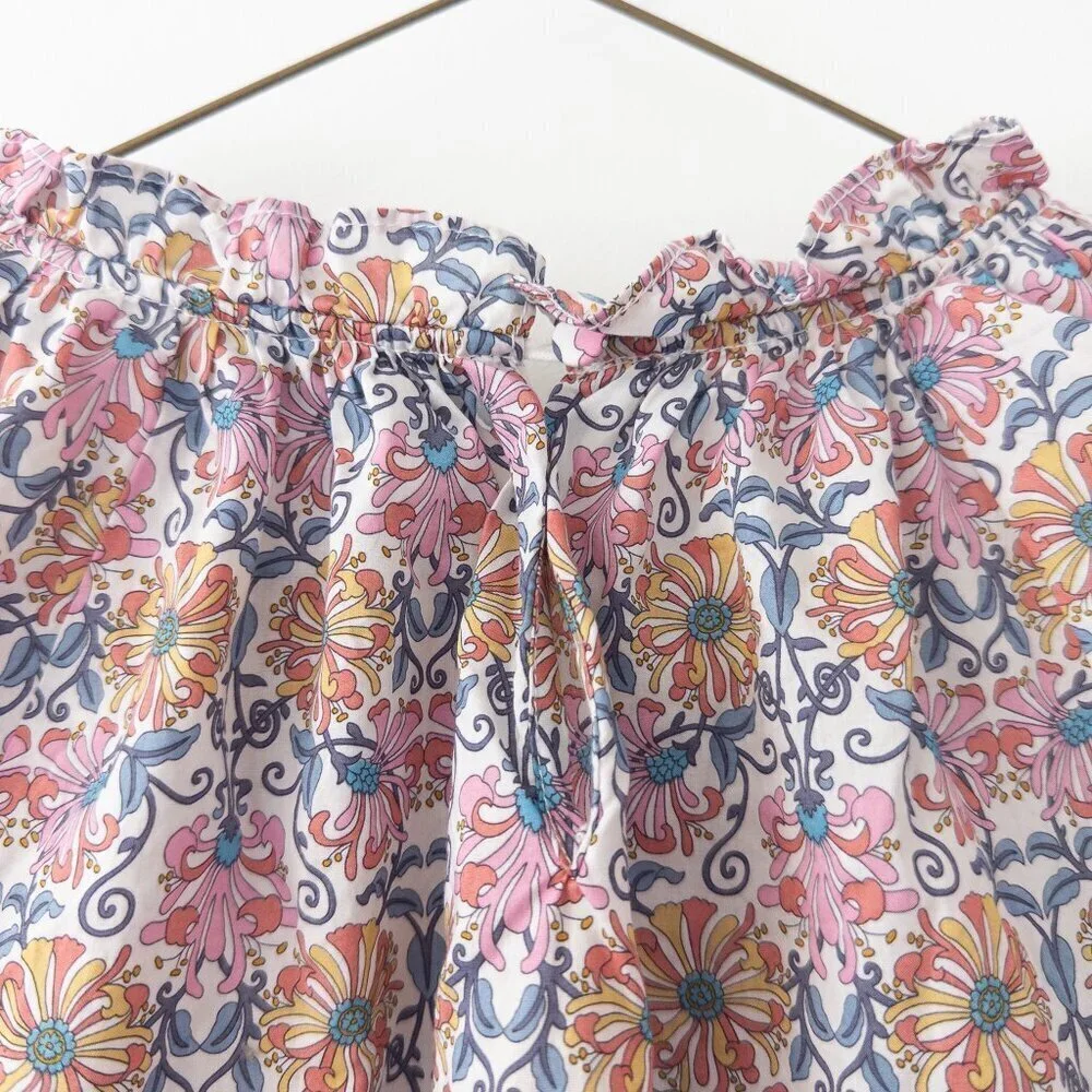 J. Crew x Liberty Honeysuckle Floral Ruffle Neckline Fluted Sleeve Top
